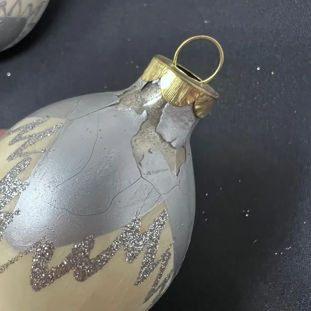 Vintage Mercury Glass Ornament‎ Lot of 5 Teardrop Silver Icy Glitter MCM 3.5